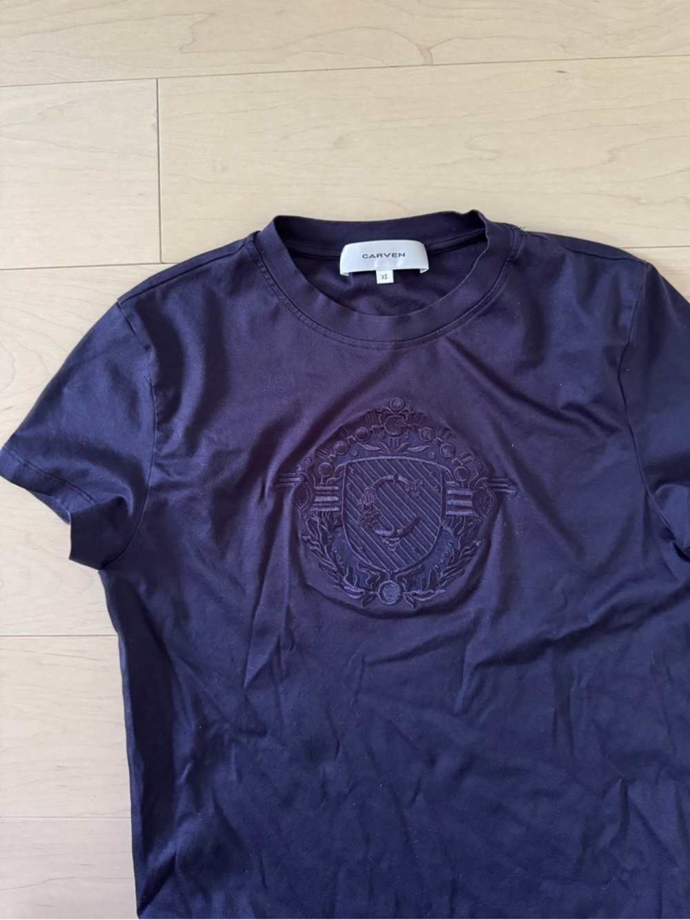 Carven Navy Embroidered Crest Tee
